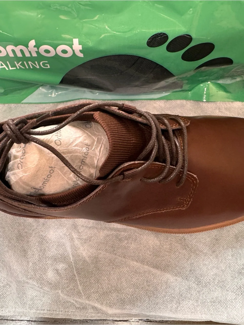 OrthoComfoot Men’s Oxford Dress Shoes Dark Brown Orthotic EU 41 US 8